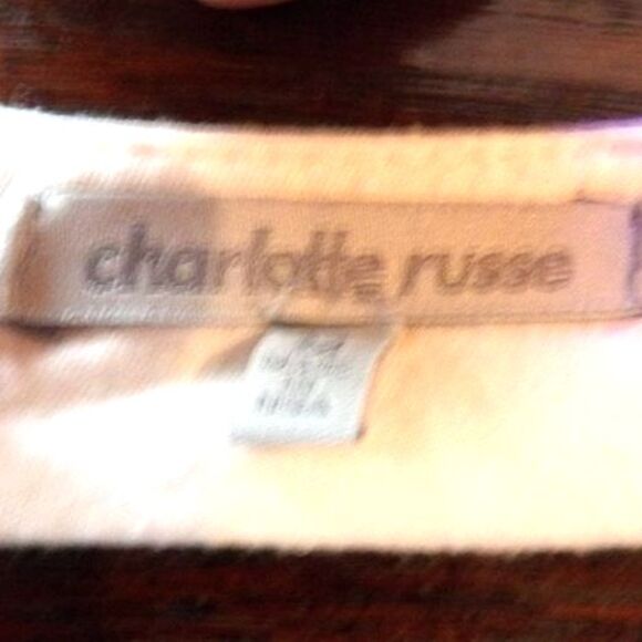 Charlotte Russe Tank Top Cream Colored with Black Fringe Size M Button Neck - Picture 6 of 6